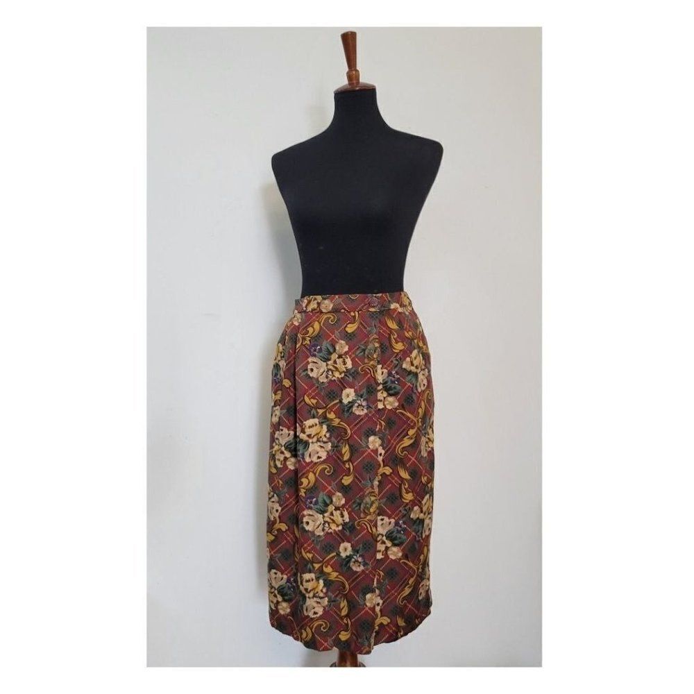 Vintage 1990's Pendleton Floral Plaid Skirt